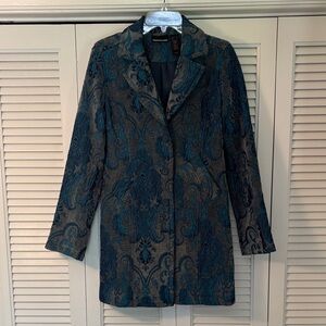 DKNY Teal and Silver Patterned Blazer